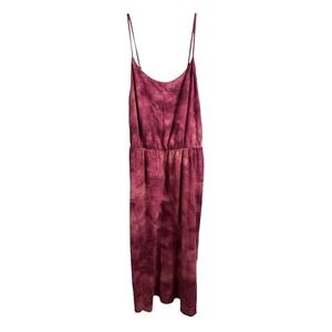 Old Navy Dress Women Medium Maroon Tie-Dye Cami Spaghetti Strap Midi Cotton Soft